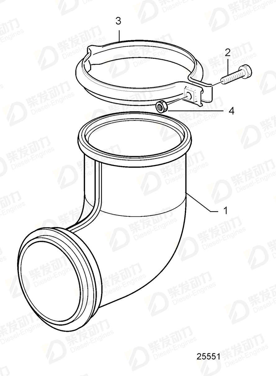 VOLVO Exhaust pipe 21308859 Drawing